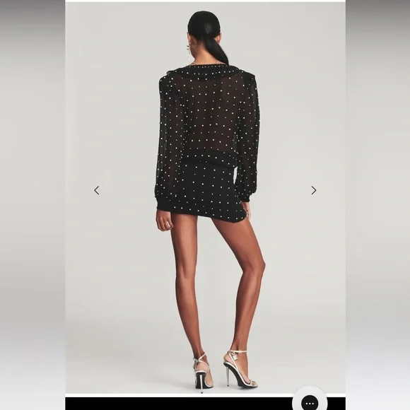 Retrofete Black Mini Dress with Silver Accents - Picture 4 of 6